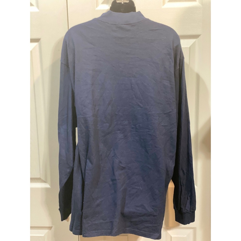 Nike Long Sleeve Mock Neck Top Navy Blue Gold Logo Womens Size Large‎ - Picture 4 of 5